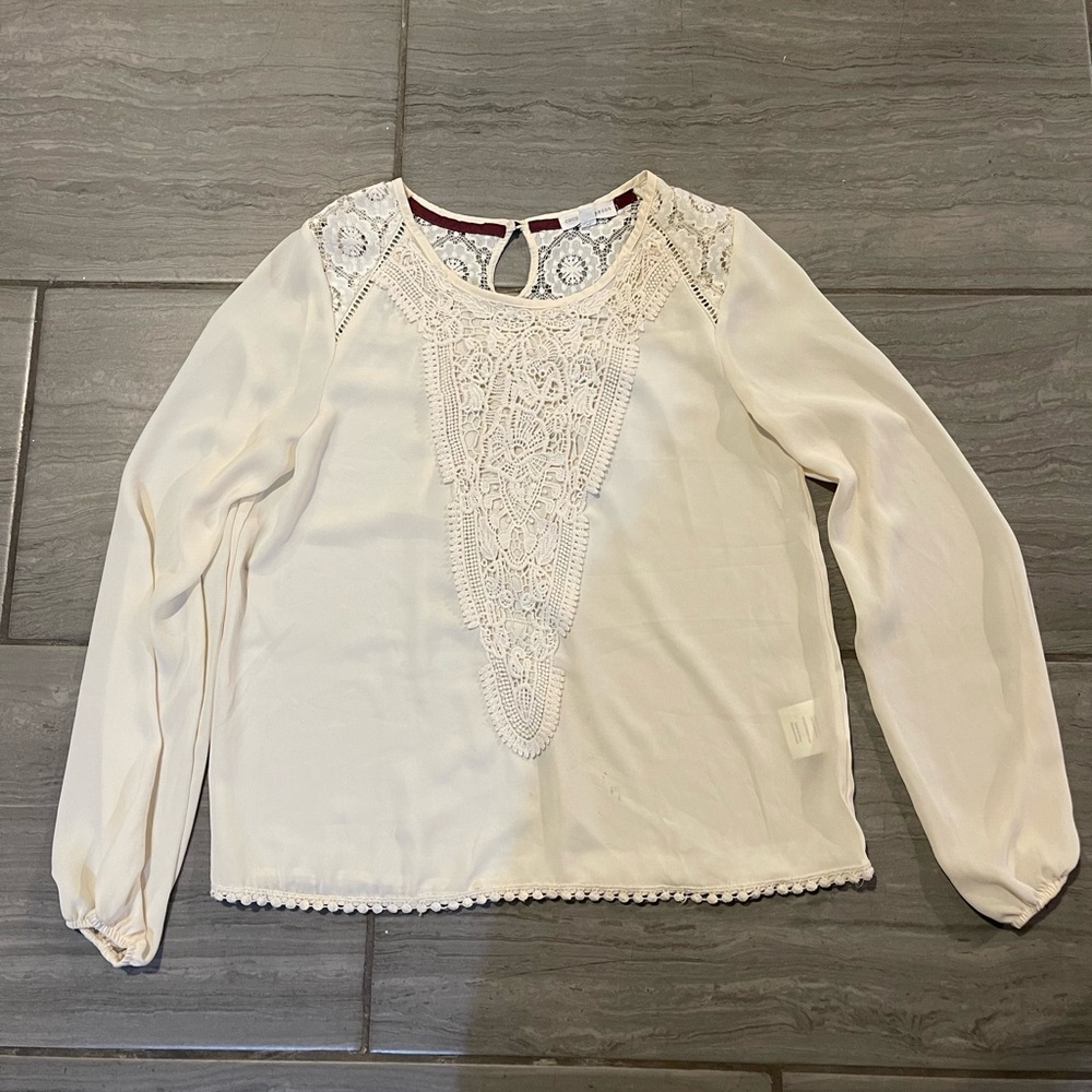 Cream lace long sleeve top